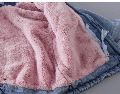 Baby Girl Denim Faux Fur Jacket